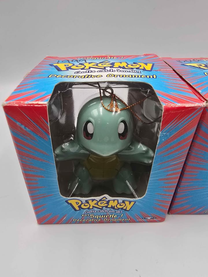🎄 Vintage 1999 Pokémon Christmas Ornaments – Squirtle, Pikachu & Meowth 🎄