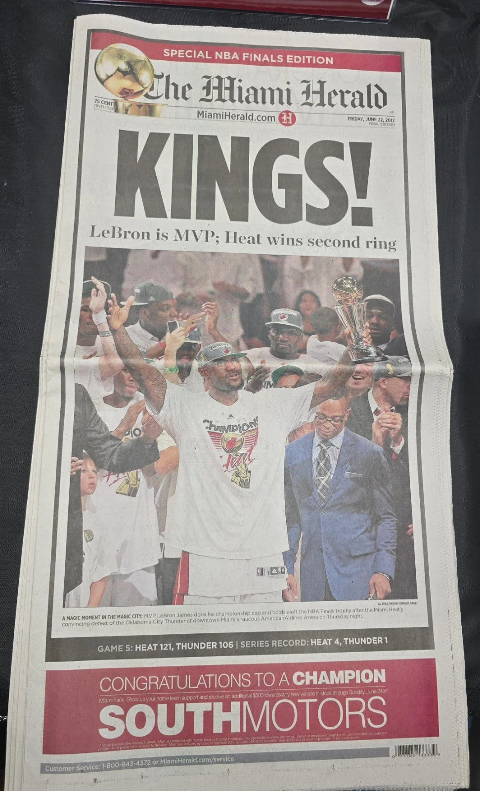 Miami Heat 2012 NBA Champions – LeBron James MVP! 🏆News Paper Miami Herald